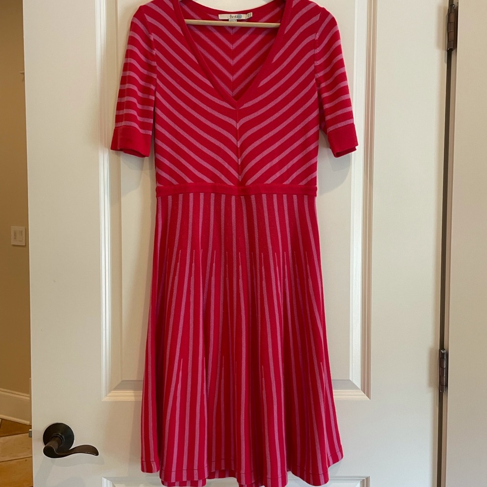 Boden Women’s V-Neck Striped Wool Blend Women’s Dress